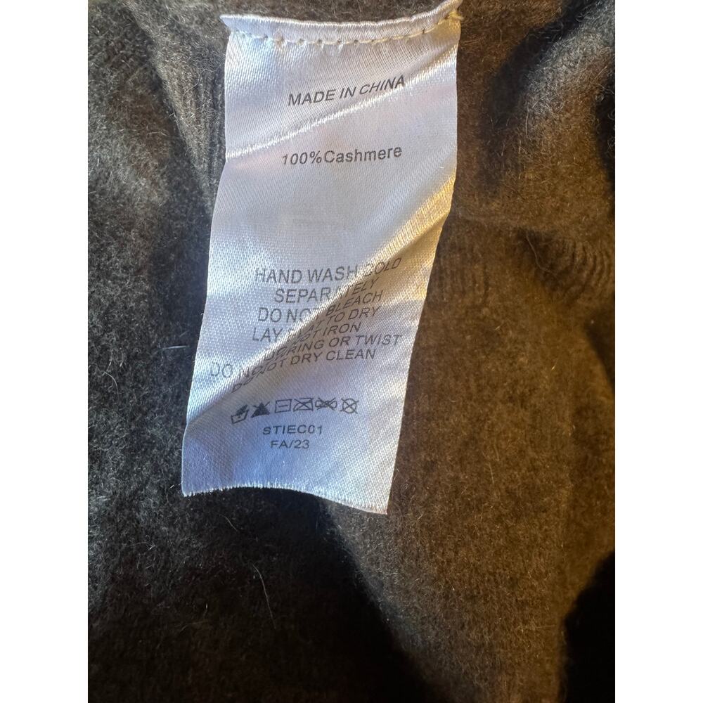 Quince 100% Mongolian Cashmere Tee Sweater Brown Short Sleeve Size Small - Picture 6 of 7